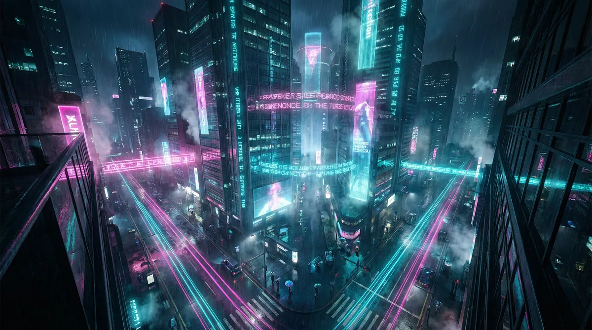 真爱背后电视剧全集 竖屏短剧平台首页背景 - 赛博朋克都市夜景